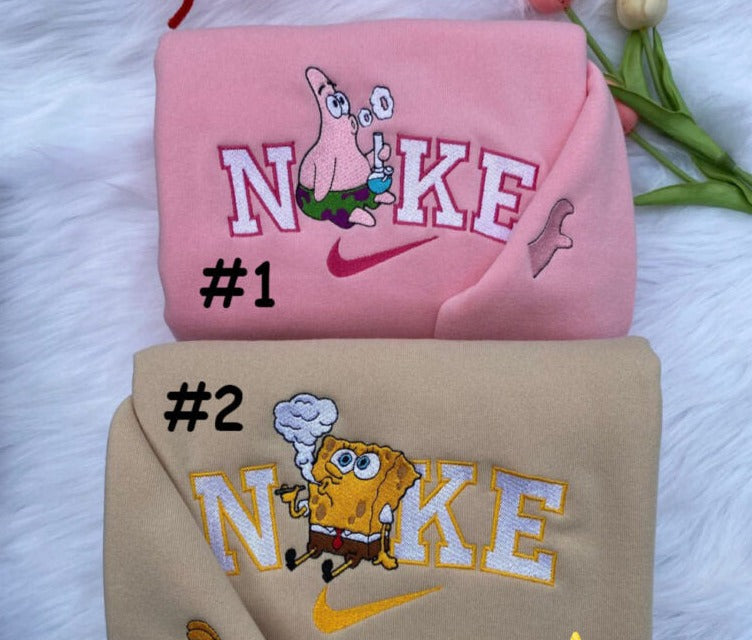Embroidered Stoner SpongeBob and Patrick Hoodie