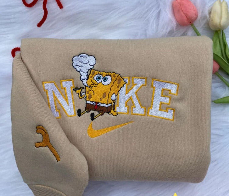 Embroidered Stoner SpongeBob and Patrick Hoodie
