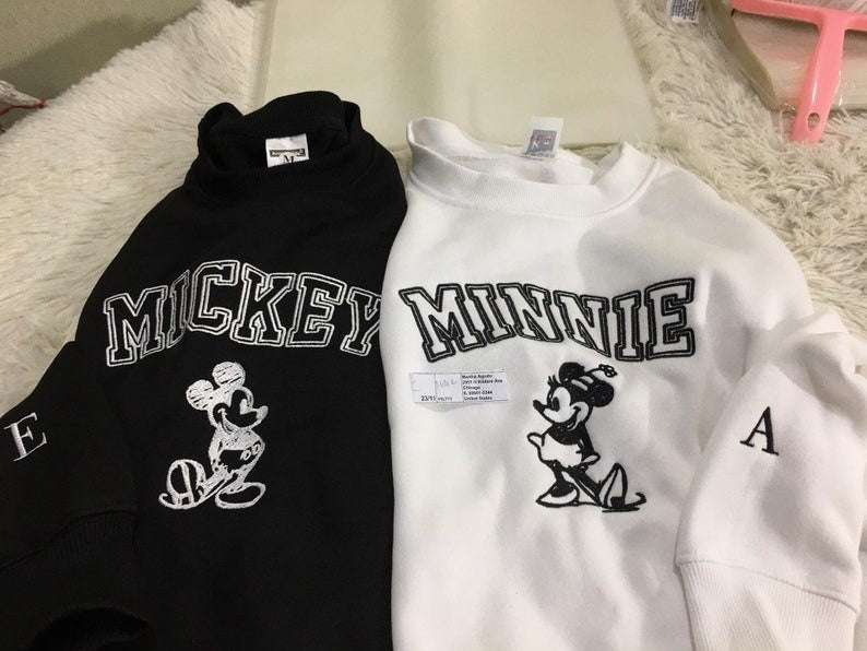 Embroidered Mickey and Minnie Hoodie