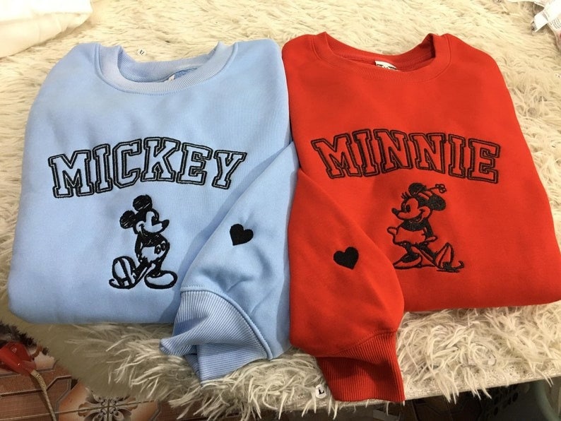 Embroidered Mickey and Minnie Hoodie