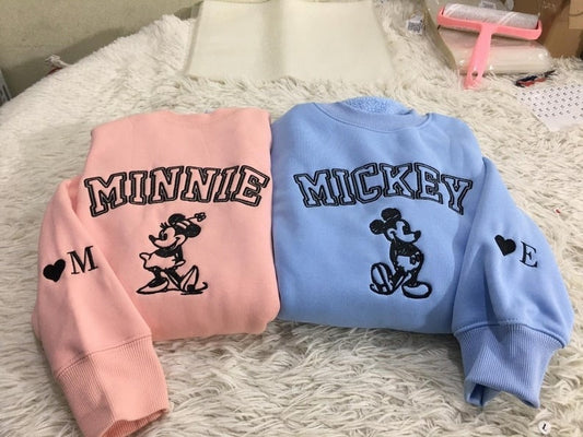 Embroidered Mickey and Minnie Hoodie