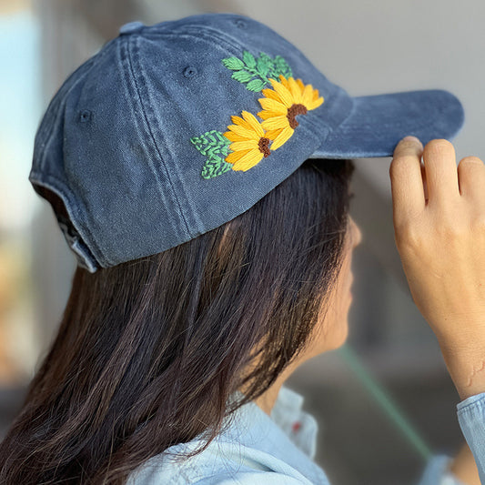 Sun Flower Hand Knitted Cap